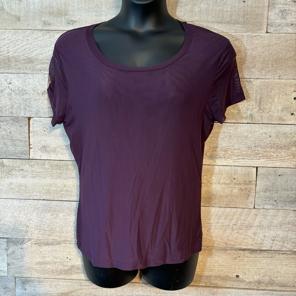 🛍️3/$30 Adore women’s purple‎ mesh  short-sleeved shirt in size XL